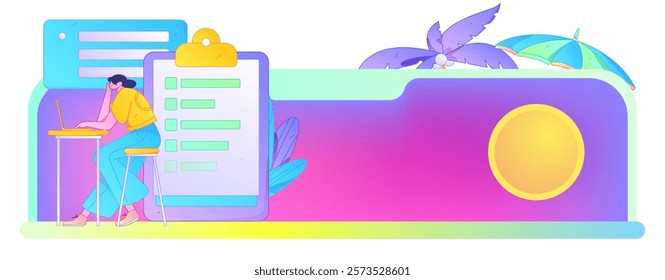 Flat vector illustration of business people operating work scene
