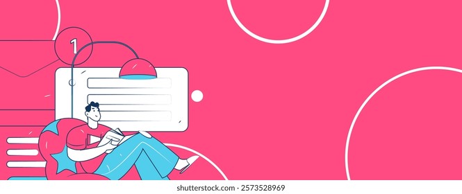 Flat vector illustration of business people operating work scene
