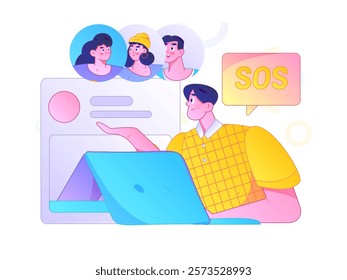 Flat vector illustration of business people operating work scene
