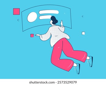 Flat vector illustration of business people operating work scene
