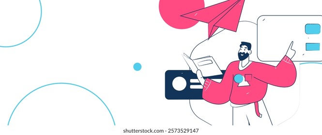 Flat vector illustration of business people operating work scene
