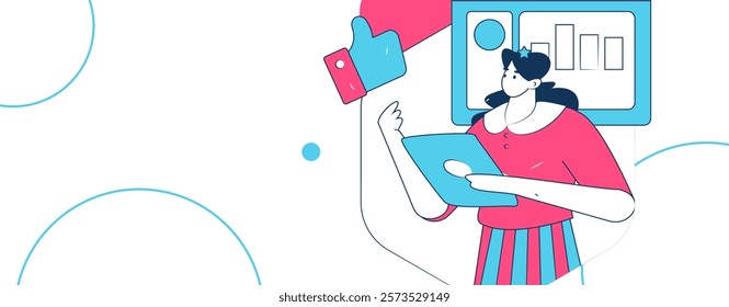 Flat vector illustration of business people operating work scene
