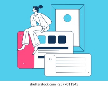 Flat vector illustration of business people operating work scene
