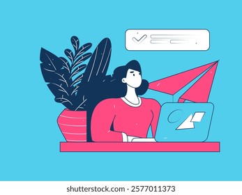Flat vector illustration of business people operating work scene
