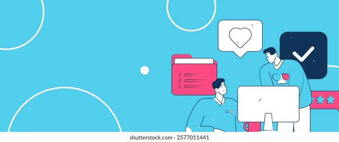 Flat vector illustration of business people operating work scene
