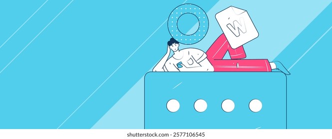 Flat vector illustration of business people operating work scene

