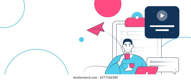 Flat vector illustration of business people operating work scene
