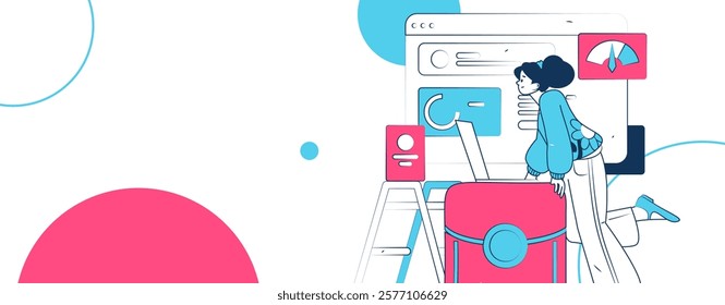 Flat vector illustration of business people operating work scene
