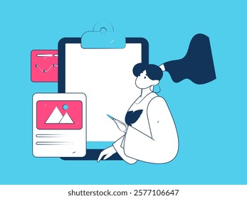 Flat vector illustration of business people operating work scene
