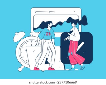 Flat vector illustration of business people operating work scene
