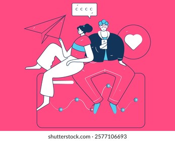 Flat vector illustration of business people operating work scene
