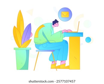 Flat vector illustration of business people operating work scene
