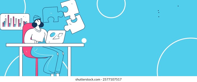 Flat vector illustration of business people operating work scene
