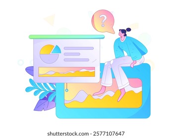Flat vector illustration of business people operating work scene
