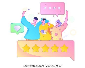 Flat vector illustration of business people operating work scene
