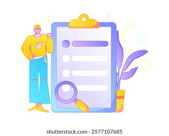 Flat vector illustration of business people operating work scene
