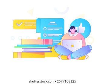 Flat vector illustration of business people operating work scene
