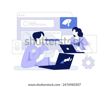 Flat vector illustration of business people operating work scene
