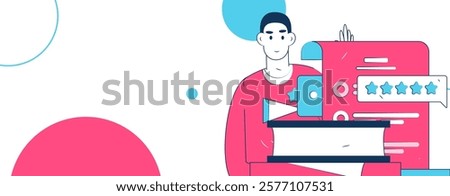 Flat vector illustration of business people operating work scene
