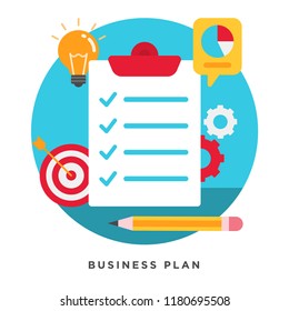 Flat vector illustration of business plan concepts. Elements for mobile and web applications.