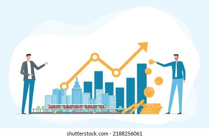 Flat vector illustration business real estate investment with group investor meeting concept