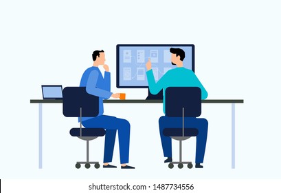 flat vector illustration business team working collaboration and group business meeting concept