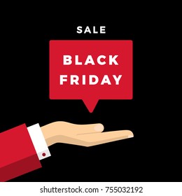 Flat Vector Illustration of a Businessman Hand Holding Black Friday Sale Banner