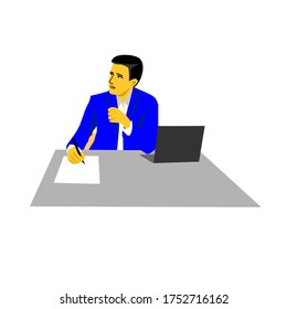 flat vector illustration businessman in process find inspiration or idea in business