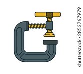 Flat vector illustration of a c clamp isolated on a clean white background.