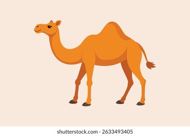 Flat vector illustration of a camel. Desert animal concept.