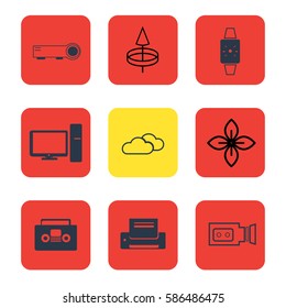 Flat Vector illustration. Can be used for mobile and web design. 9 icon set