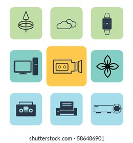 Flat Vector illustration. Can be used for mobile and web design. 9 icon set