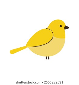 Flat Vector Illustration of a Canary with Yellow Body and Clean Lines