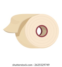 Ilustração de vetor plano de um rolo de fita adesiva de desenho animado com uma extremidade e núcleo visíveis