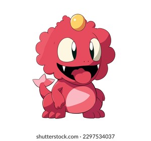 Flat vector illustration of cartoon baby dinosaur