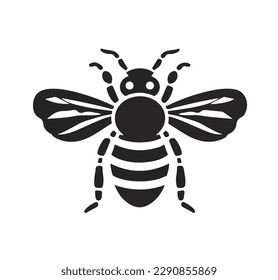 Flat vector illustration of cartoon bee close-up isolated on white background