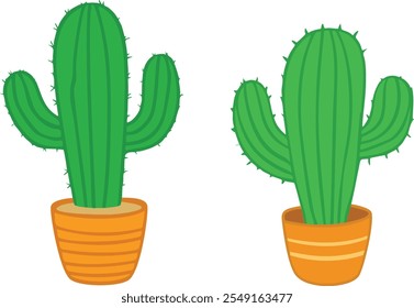  Ilustração de vetor plano de coleção de cactos de desenho animado.