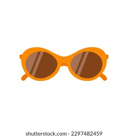 flat vector illustration of cartoon cute sunglasses isolated on white background, orange women's accessory, flat design