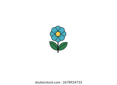 Flat vector illustration of cartoon flower	
