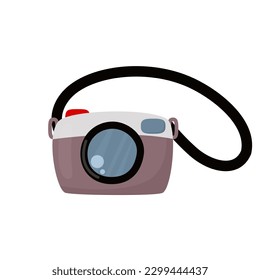 Flat vector illustration of cartoon photo camera