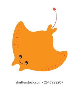 ilustração vetor plana em estilo de desenho animado, bonito arraia com rosto sorridente isolado no fundo branco