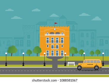 flat vector illustration cartoon of welcome back to school