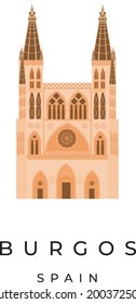 Ilustración vectorial plana de la catedral de Burgos, España