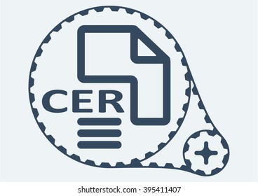 Flat Vector illustration. CER file extension. CER Icon Graphic. CER  symbol. CER  Icon Art. CER Icon illustration. CER  Icon Vector.