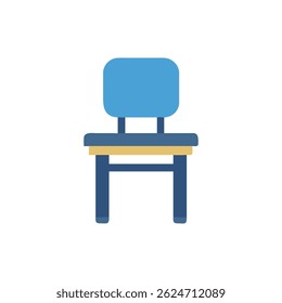 Flat vector illustration of chair. Minimalist, isolated on White Background. Blocky geometric shapes design in primary colors.
