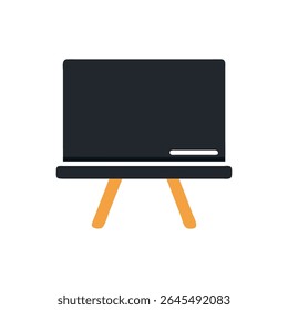 Flat vector illustration of a chalkboard on an easel stand against a White Background, clean style.