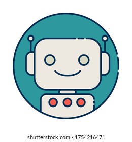 Flat vector illustration: chat bot icon. Flat line style vector.