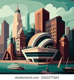 flat vector illustration of Chicago city