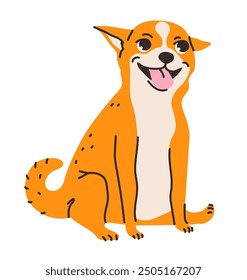 Flat vector illustration of a Chihuahua dog. Breed's small, toy-like appearance, tiny pets and animal companions.