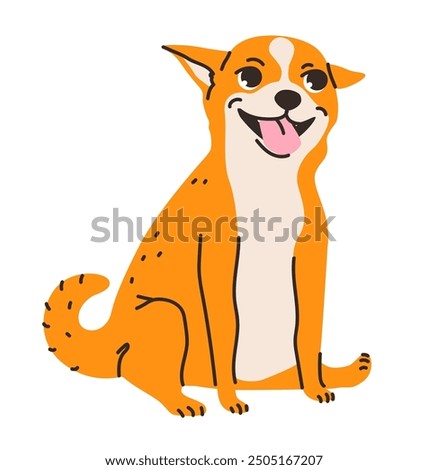 Flat vector illustration of a Chihuahua dog. Breed's small, toy-like appearance, tiny pets and animal companions.